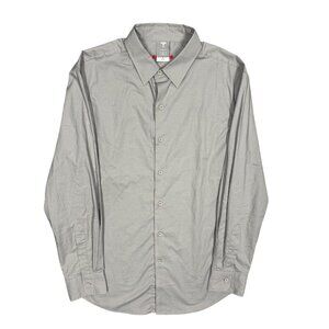 Tesla Long Sleeve Button Up Shirt Grey Strech Medium